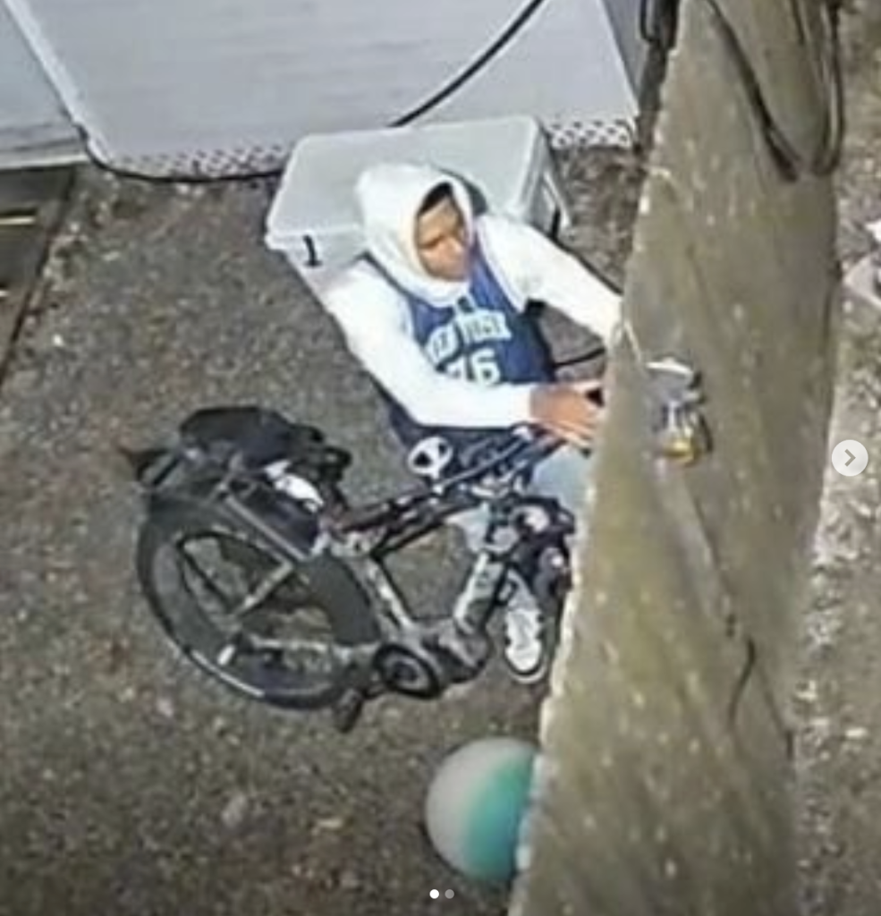 A man suspected of breaking into a shed and stealing an electric bicycle in Brick, N.J., Nov. 2022. (Credit: Brick Twp. Police)