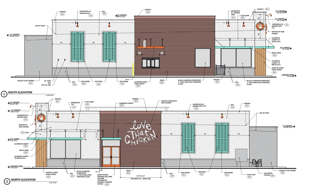 A rendering of the proposed Popeyes restaurant in Brick Township, N.J. (Planning Document)