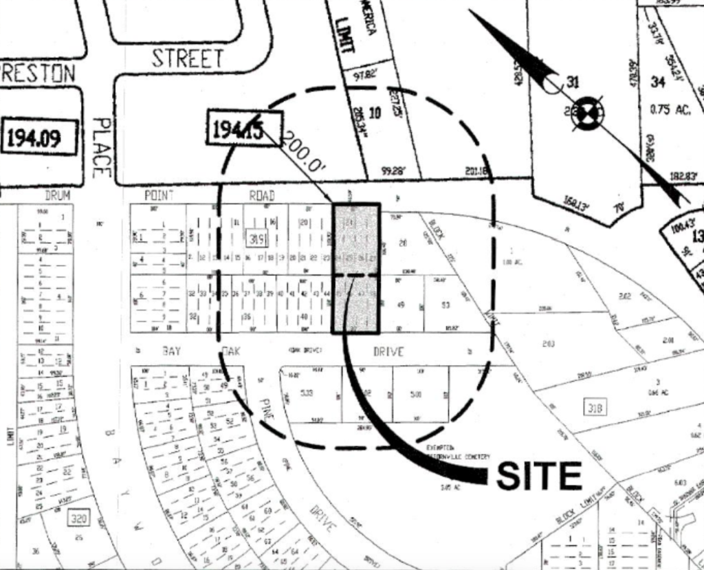 The property at 461 Drum Point Road, Brick, N.J., to be subdivided. (Credit: Google Earth/Planning Documents)