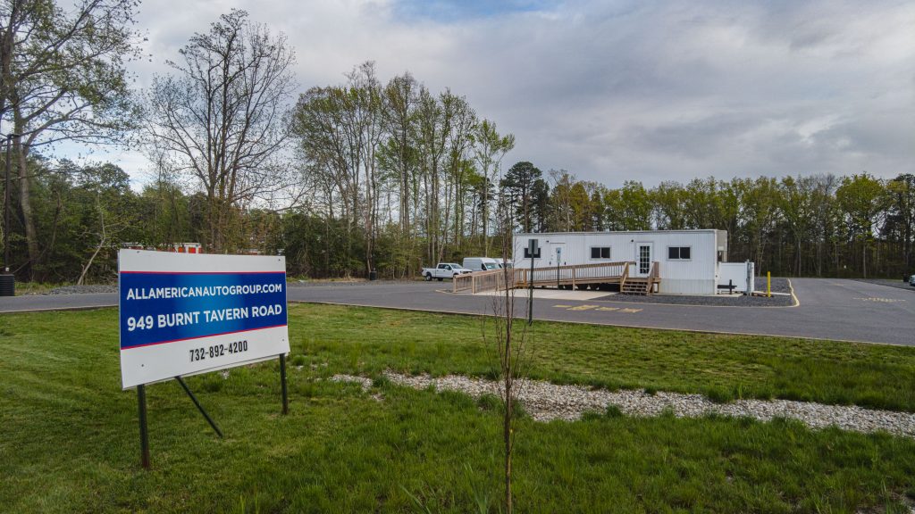 The property at 949 Burnt Tavern Road, a proposed car dealership prep site, May 2023. (Photo: Shorebeat)