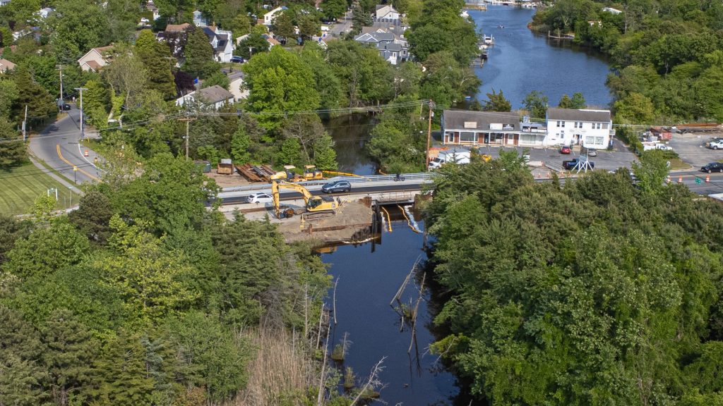 Replacement of the Duck Farm Bridge in Brick continues, May 2023. (Photo: Shorebeat)