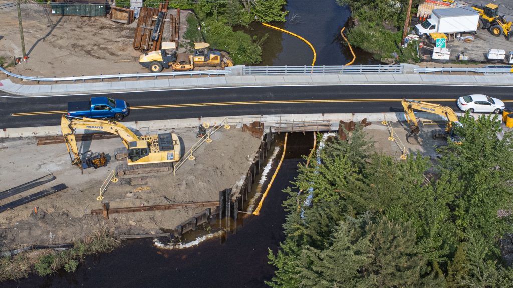 Replacement of the Duck Farm Bridge in Brick continues, May 2023. (Photo: Shorebeat)