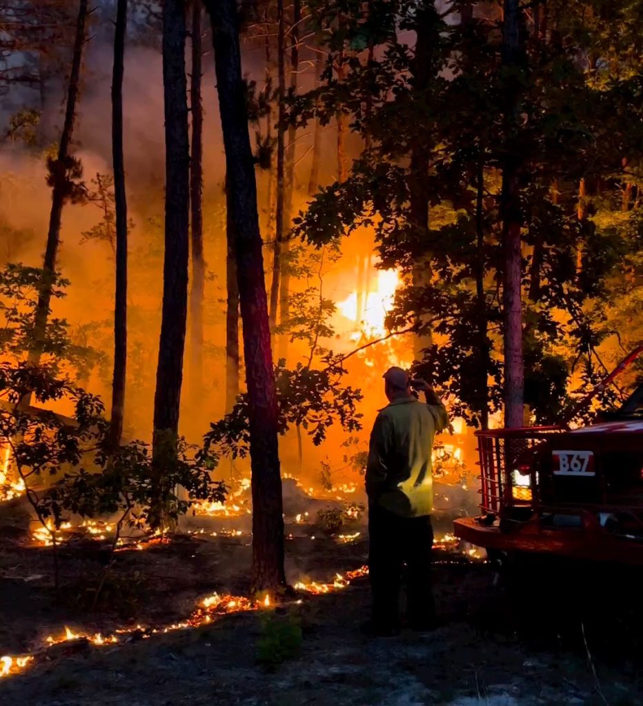 A wildfire in Jackson Township. (Photo: Screenshot/Instagram/Jersey Shore Fire Response)