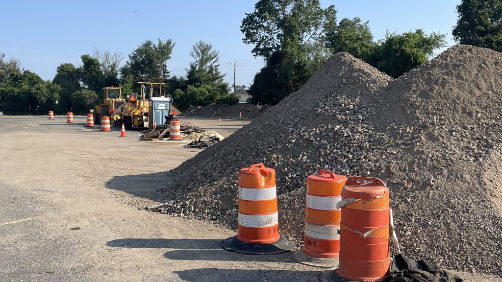 Parking lot improvements underway at Brick Memorial High School, July 2023. (Photo: Shorebeat)