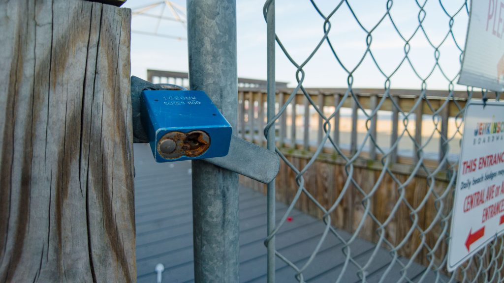 Closed and locked beaches in Point Pleasant Beach, N.J., Sept. 12, 2023. (Photo: Shorebeat)