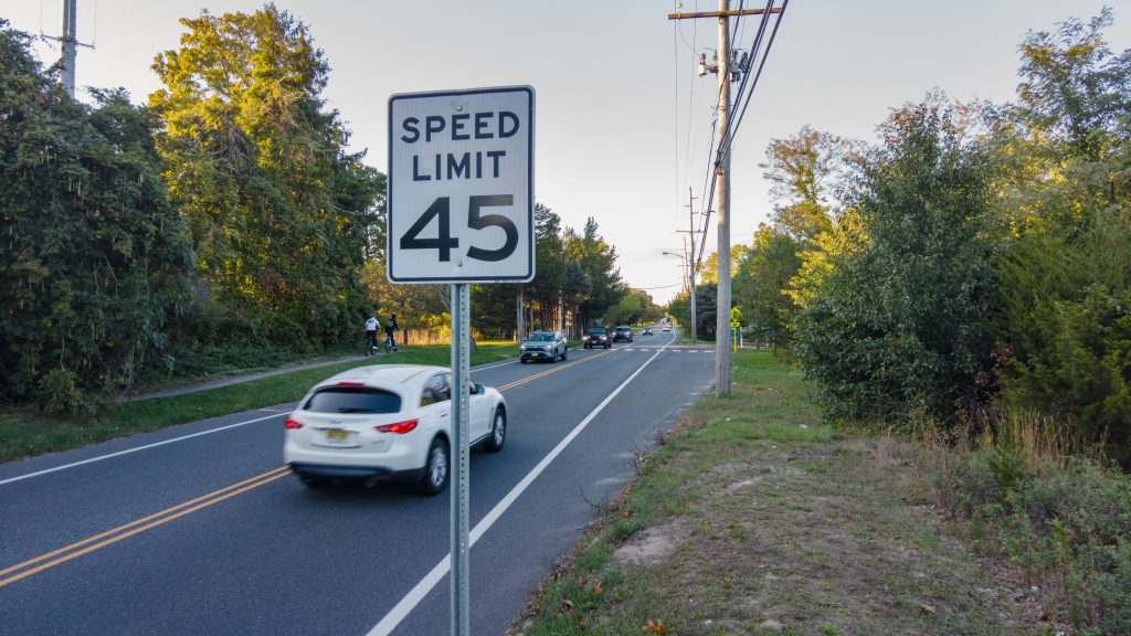 Speed Limit and directional signs on Herbertsville Road, Brick, N.J., Oct. 2023. (Photo: Shorebeat)