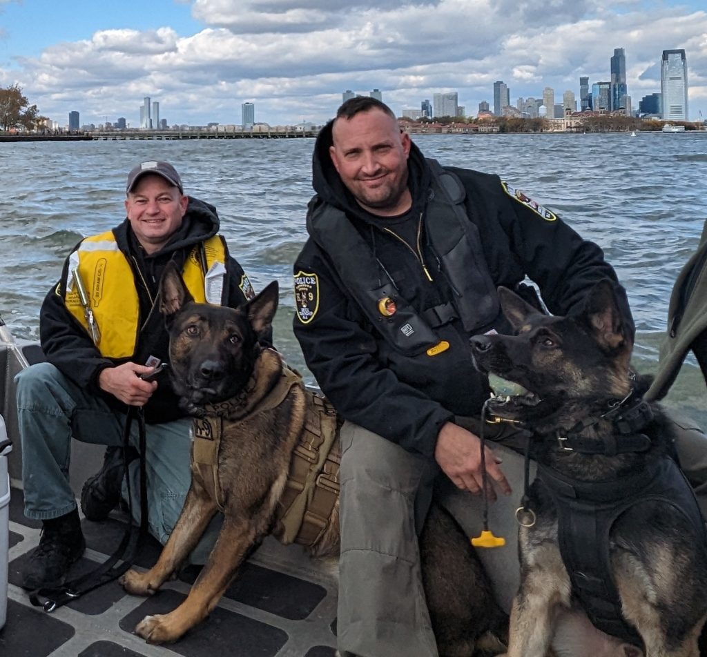 Brick Police officers and their K9 partners train in the maritime environment, Nov. 2023. (Photo: Brick Township Police)