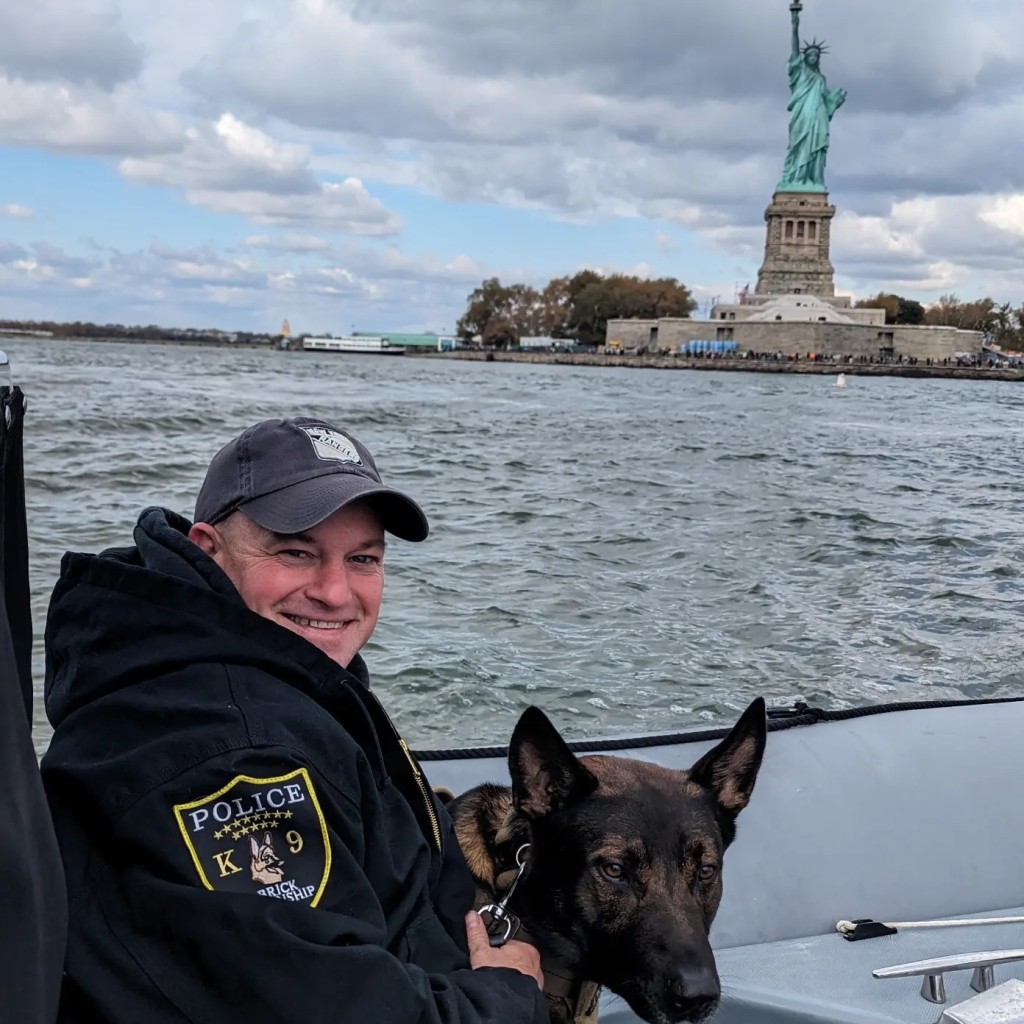 Brick Police officers and their K9 partners train in the maritime environment, Nov. 2023. (Photo: Brick Township Police)