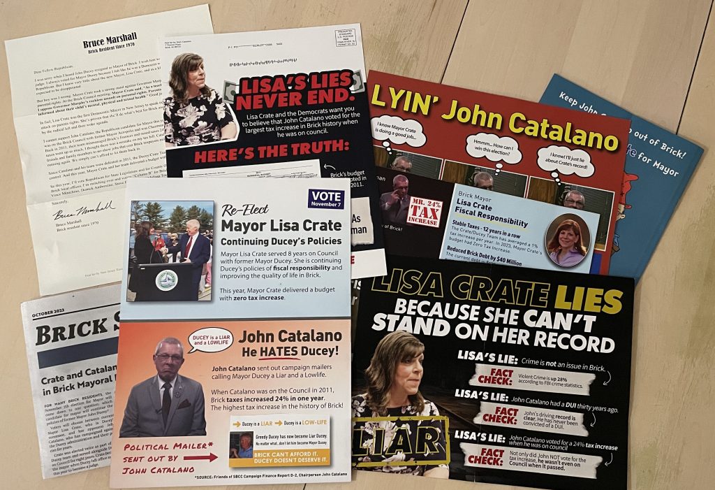 Political mailers sent to homes in Brick Township, N.J. (Photo: Shorebeat)