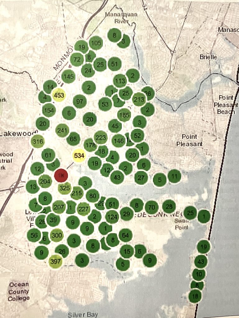A map of Brick's highest-crash intersections. (Credit: Planning Document)