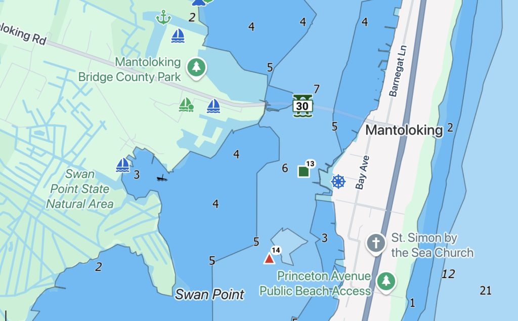 The location of the "14" ICW marker in Barnegat Bay. (Credit: Argo Nav)